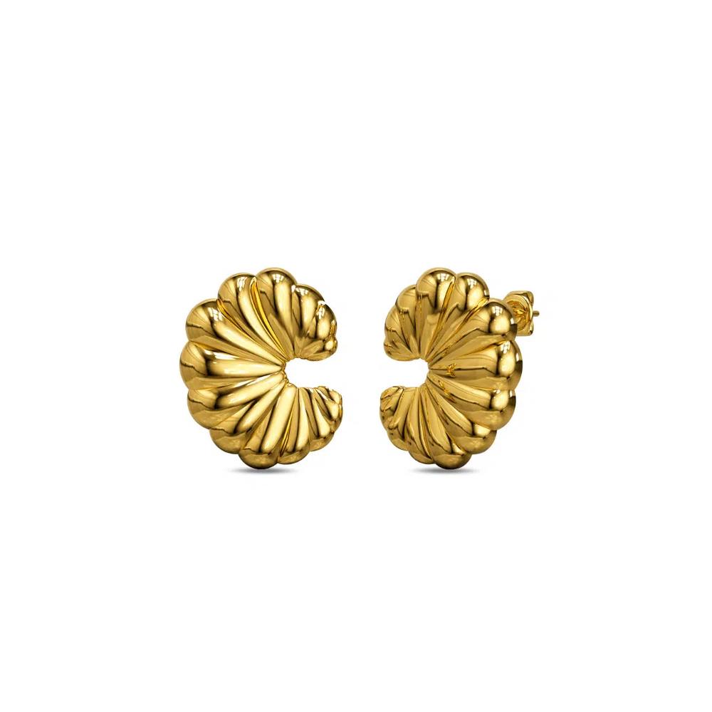 Серьги-гвоздики Ridged Crescent Gold с золотым покрытием 1