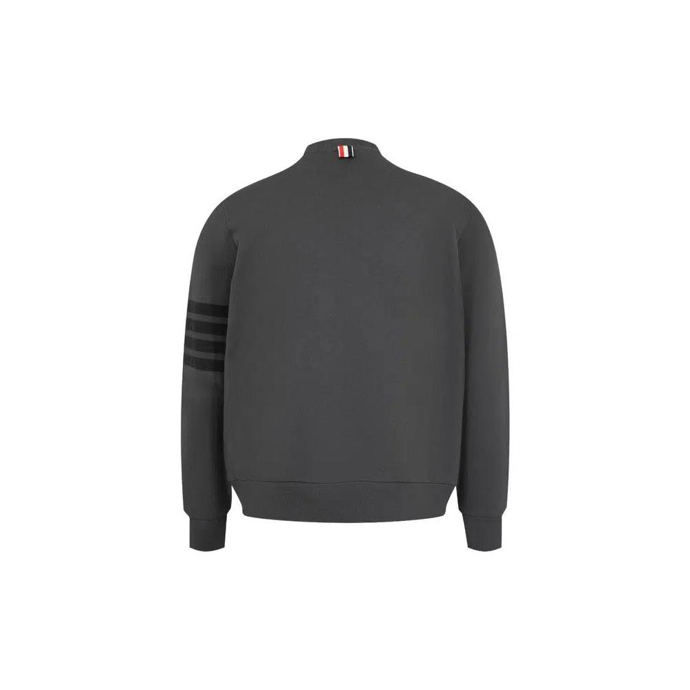 Свитшоты Thom Browne свитер с длинным рукавом и круглым вырезом с тональным принтом 4 Bar в окрашенном футере 'Угольный' 2