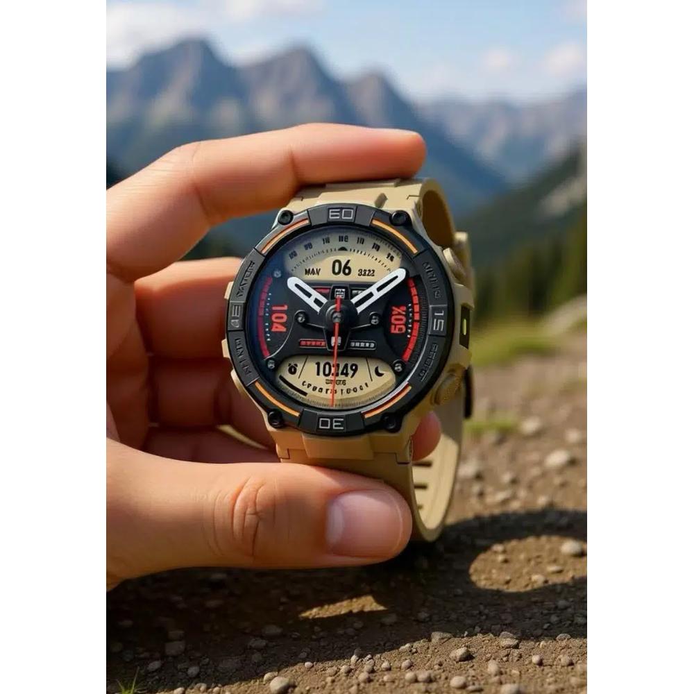 Унисекс IOS/Android хаки SmartWatch с хаки резиновым ремешком 3