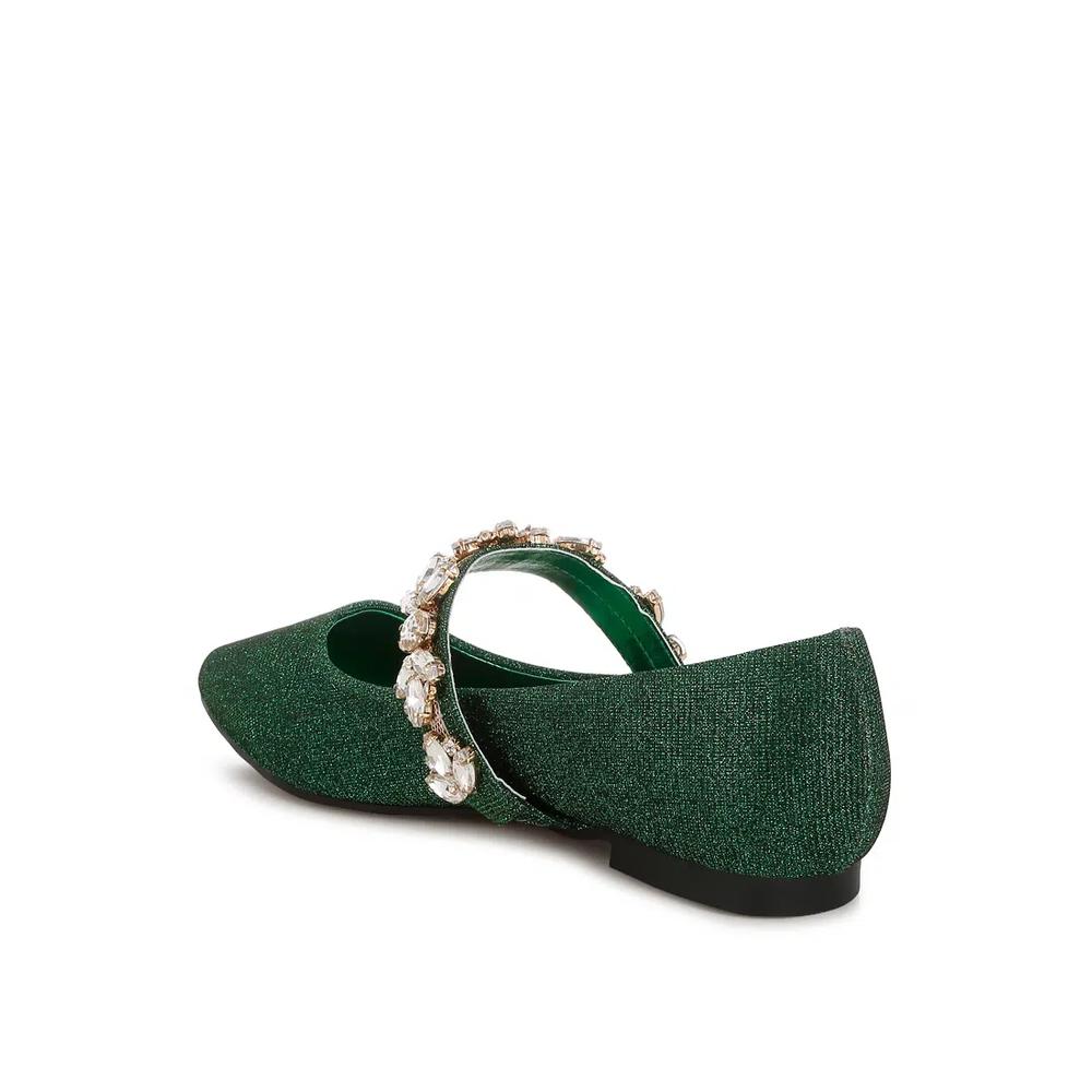 Diamante Brooch Glitter Ballerinas в зеленом цвете 3