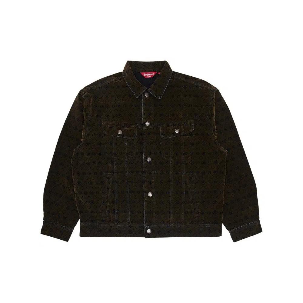 Джинсовые куртки Supreme Flocked Denim Trucker Jacket 'Black' 1