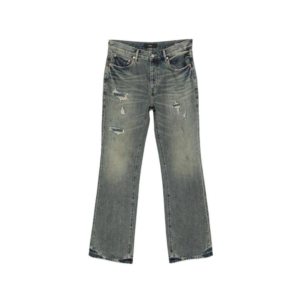 Джинсы bootcut с эффектом потертости и нашивкой пейсли 1