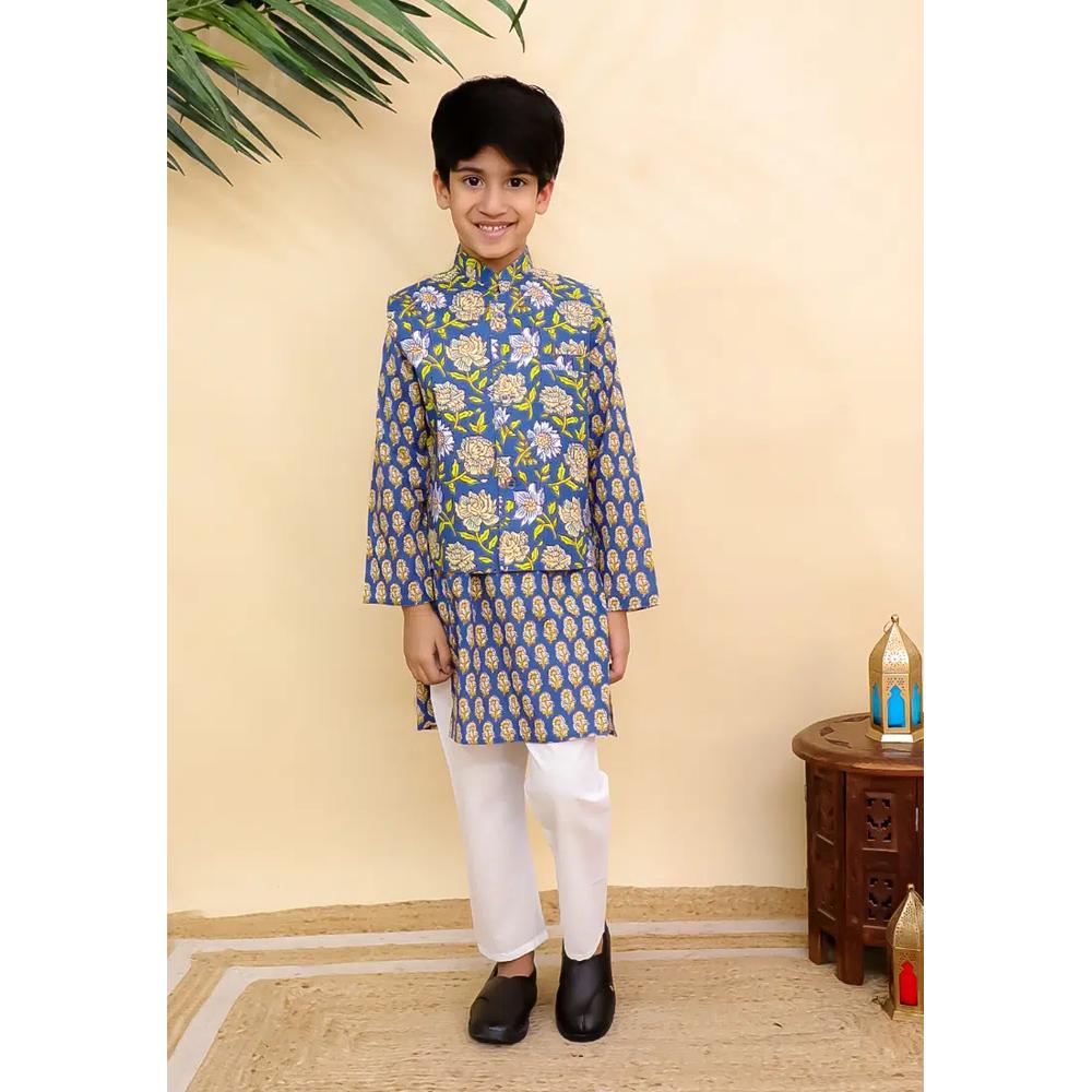 The Mom Store Blaze Boys Jacket And Kurta Pajama Set - Синий 2