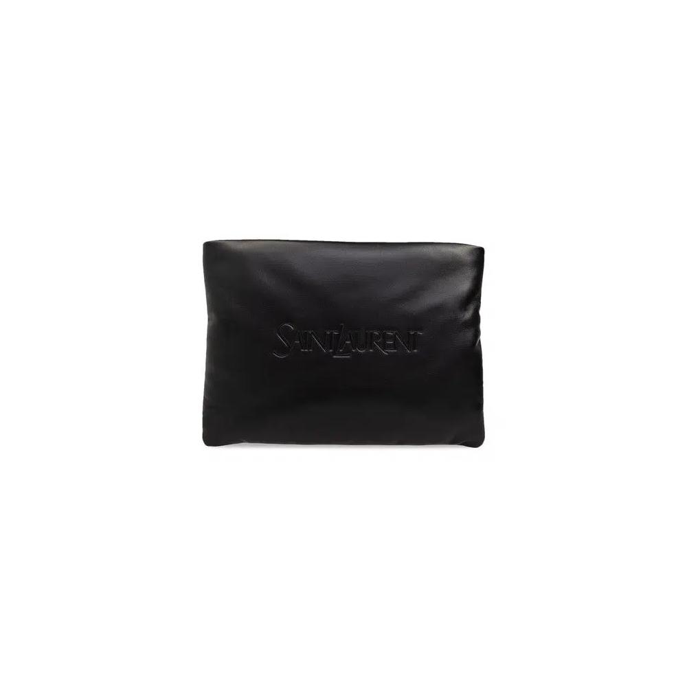 Клатчи Saint Laurent Large Puffy Pouch In Lambskin 'Nero' 1