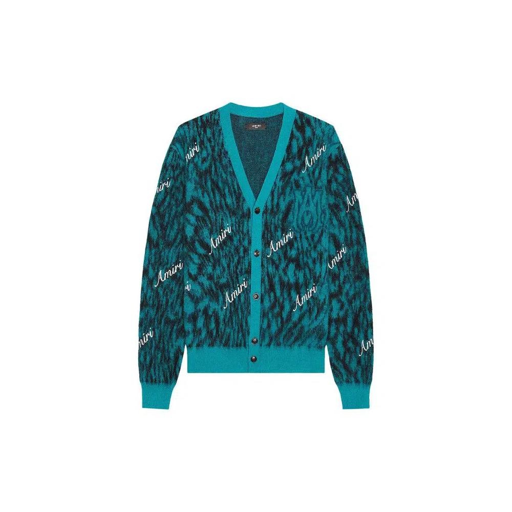 Кардиганы Amiri Mohair Cheetah Кардиган 'Аква' 1