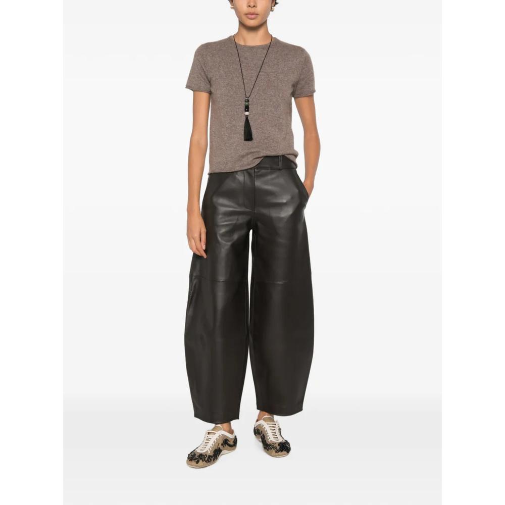 Кожаные брюки широкого кроя 2