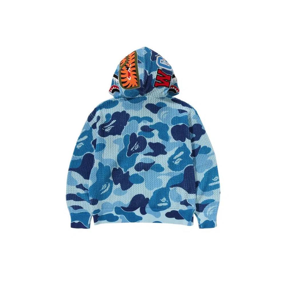 Молнии BAPE ABC Camo Crochet Relaxed Fit Shark Full Zip Худи 'Синий' 2