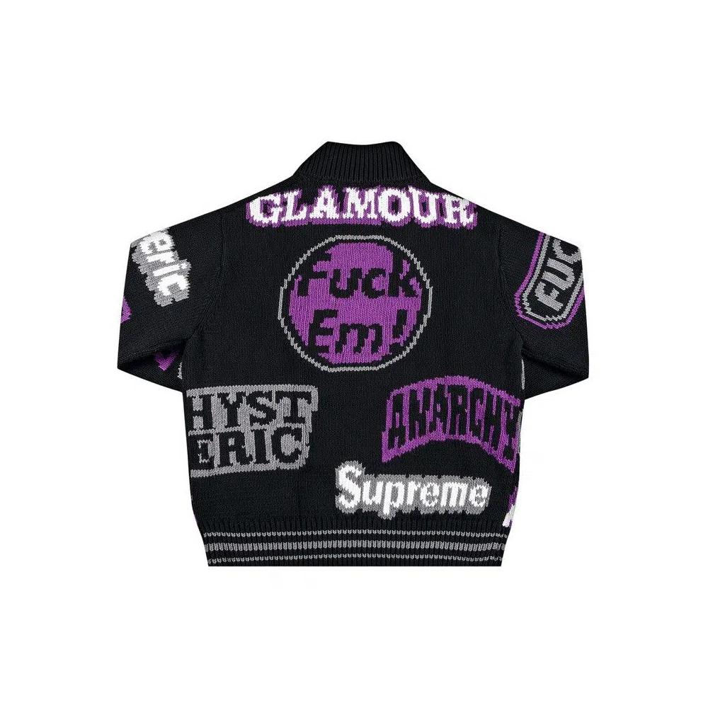 Свитеры Supreme x Hysteric Glamour Logos Zip Up Sweater 'Black' 2