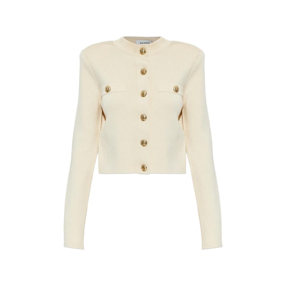 shoulder-pad button-up cardigan 1