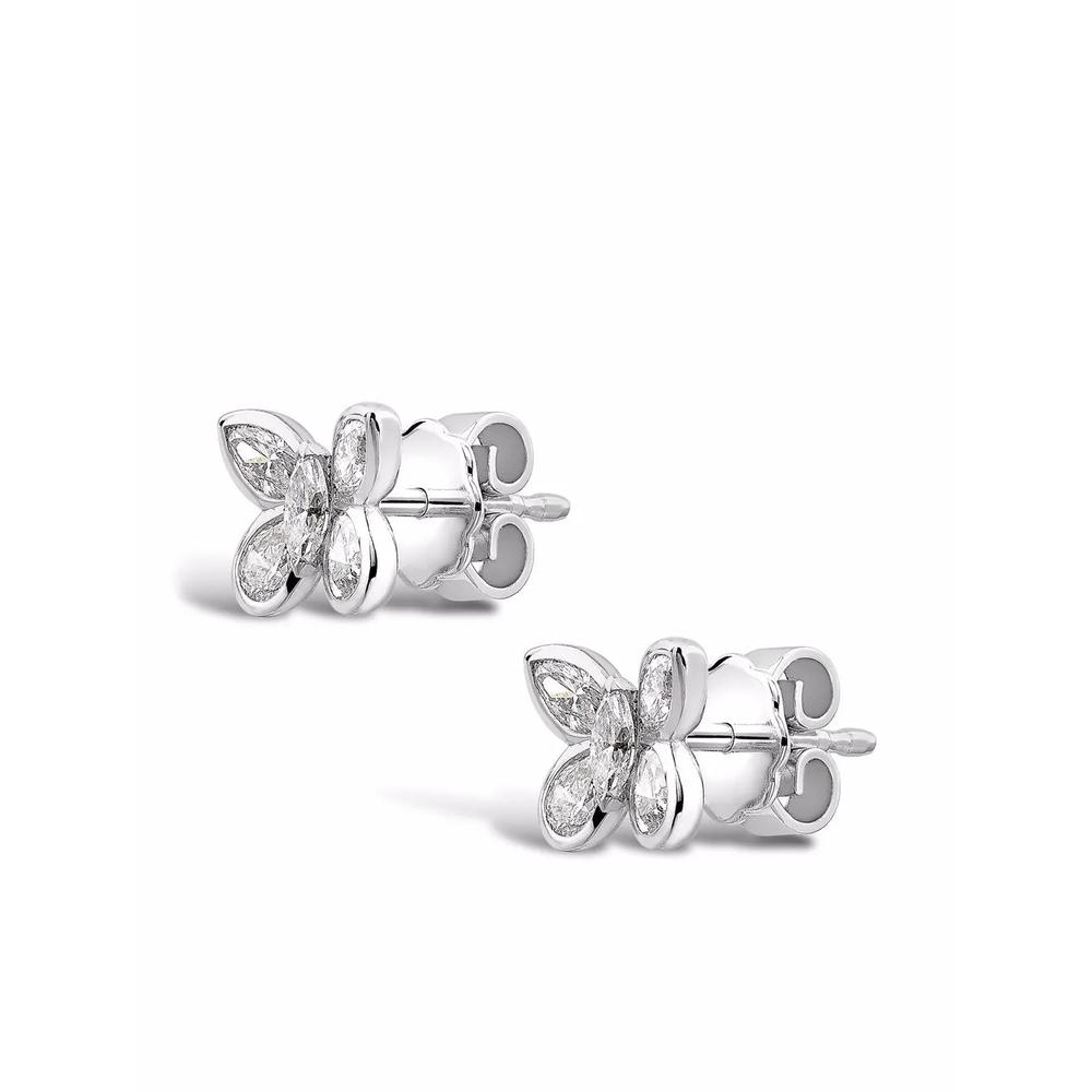 Серьги-гвоздики Butterfly из белого золота с бриллиантами 2