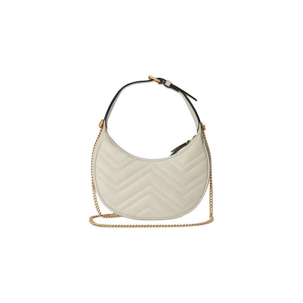 Сумки через плечо Gucci GG Marmont Half-Moon-Shaped Mini Bag 'Mystic White' 3