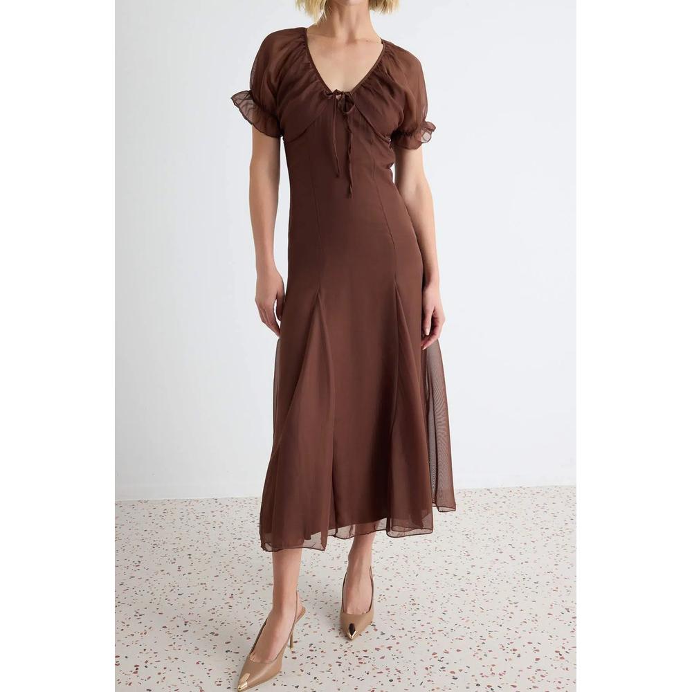 Платье Brown Shift/Straight Cut Midi Woven Chiffon 3