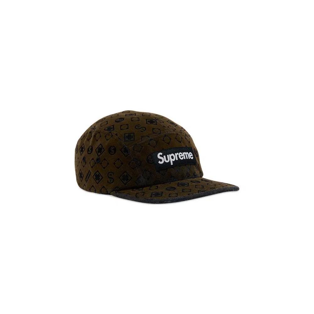 Кепки Supreme Flocked Denim Camp Cap 'Black' 2
