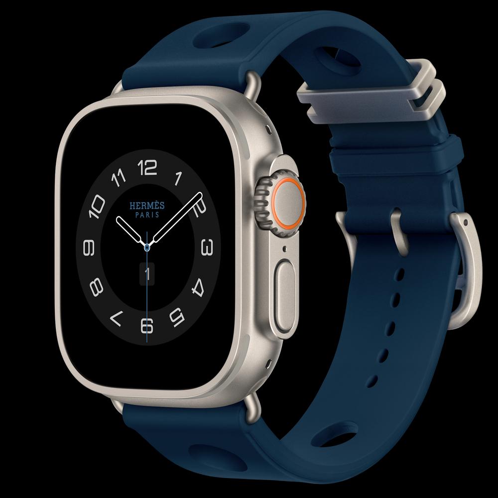 Apple Watch Hermès Ultra 4 49 мм, GPS + Cellular, титан, Natural, ремешок Bleu De Malte Scub’H Diving 1