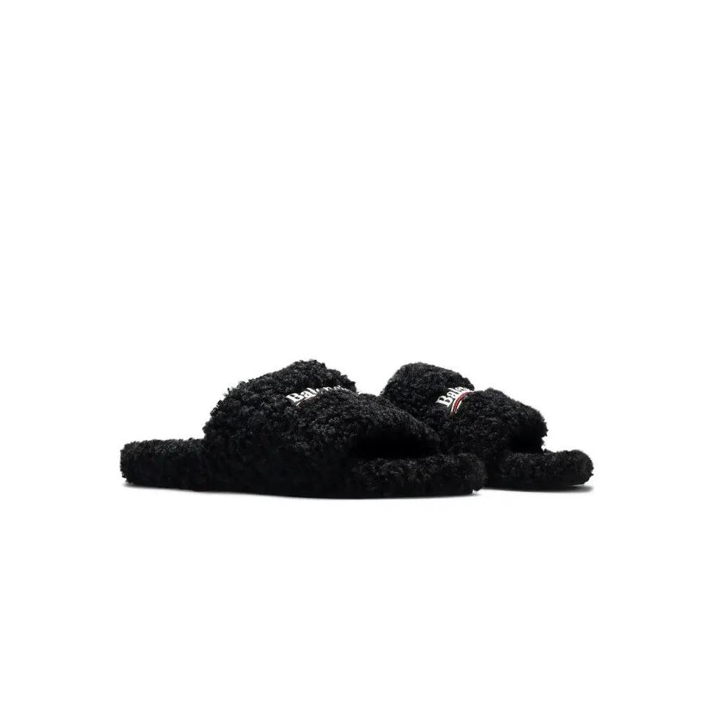 Тапочки Balenciaga Furry Slides 'Black' 8