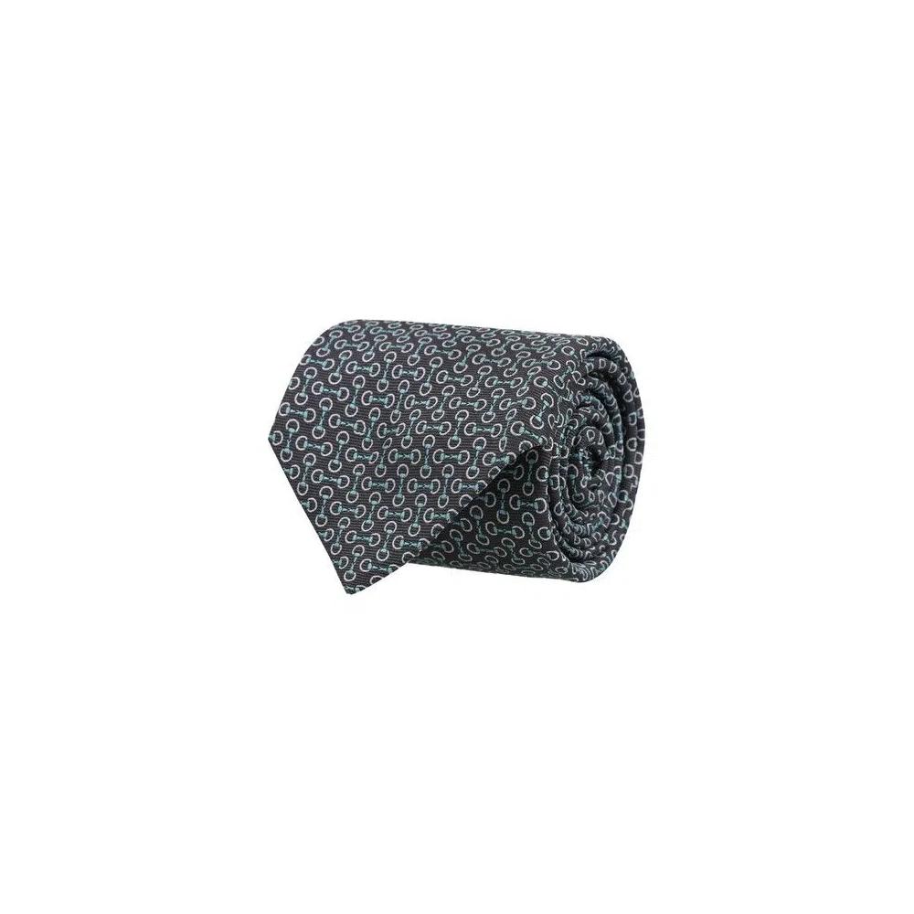 Разное Gucci Horsebit Silk Jacquard Tie 'Графитовый синий' 1