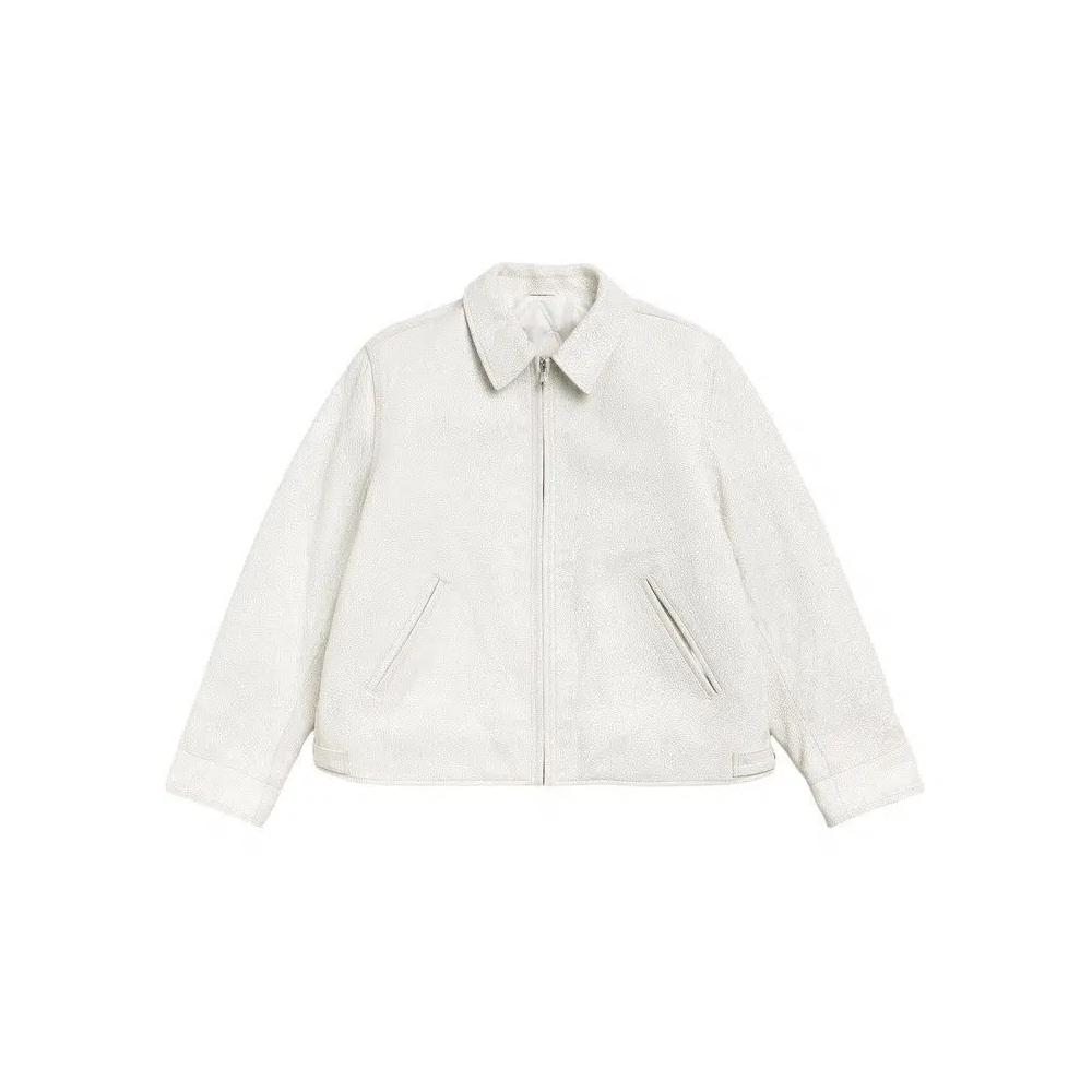 Куртки Stussy Garage Jacket Cracked Leather «White» 1