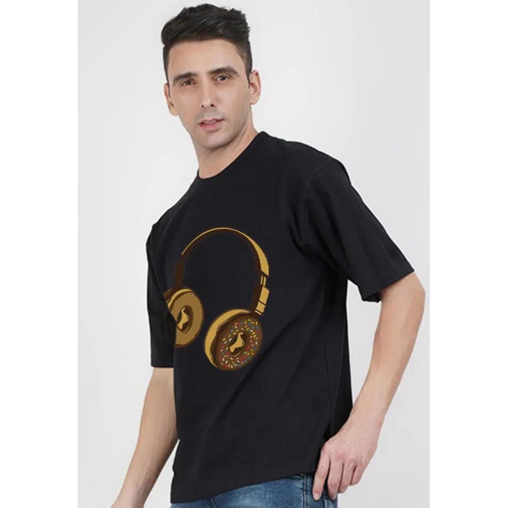 Увеличенная футболка с пончиком Oversized Headfone Dounut Black Cotton Short Sleeve Relaxed Tee 2