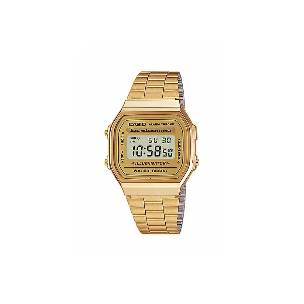 Мужские винтажные цифровые часы A168WG-9W золотистый тон 1