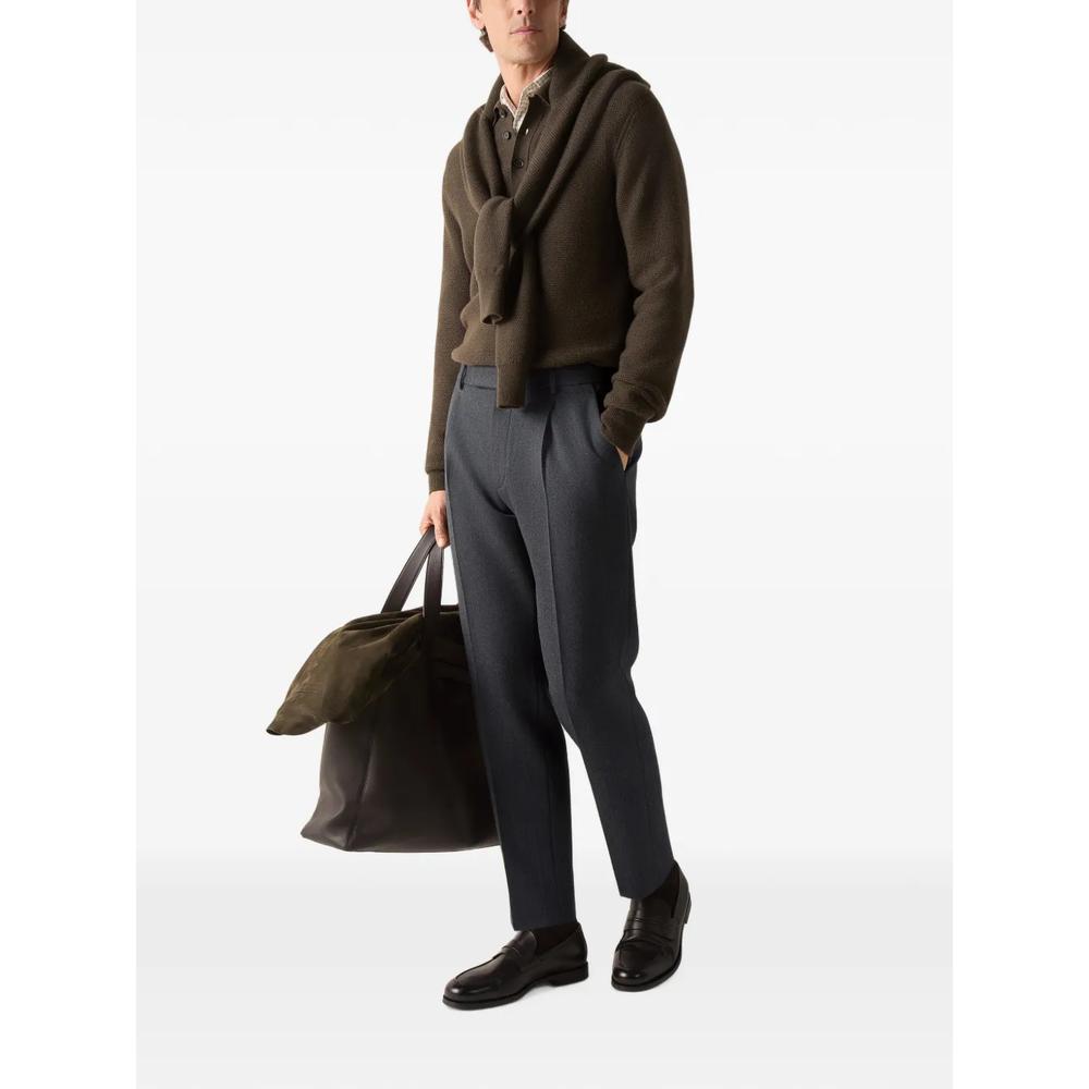 dark olive green mélange Oasi Cashmere polo shirt 2