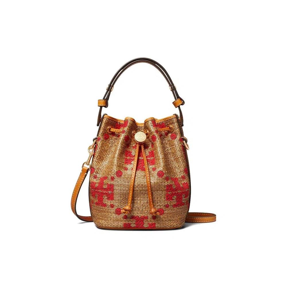 Ведерки Tory Burch T Monogram Соломенное мини-ведерко 'Натуральный' 1