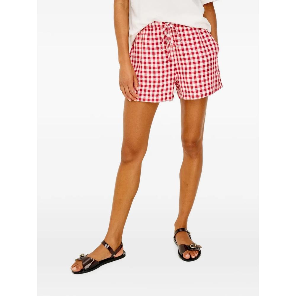 Шорты в клетку гингем с поясом на шнурке 1