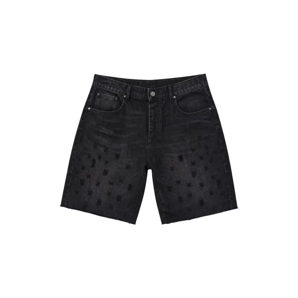 PURPLE BRAND Джинсовые бисерные монограммные шорты 'Black' 1