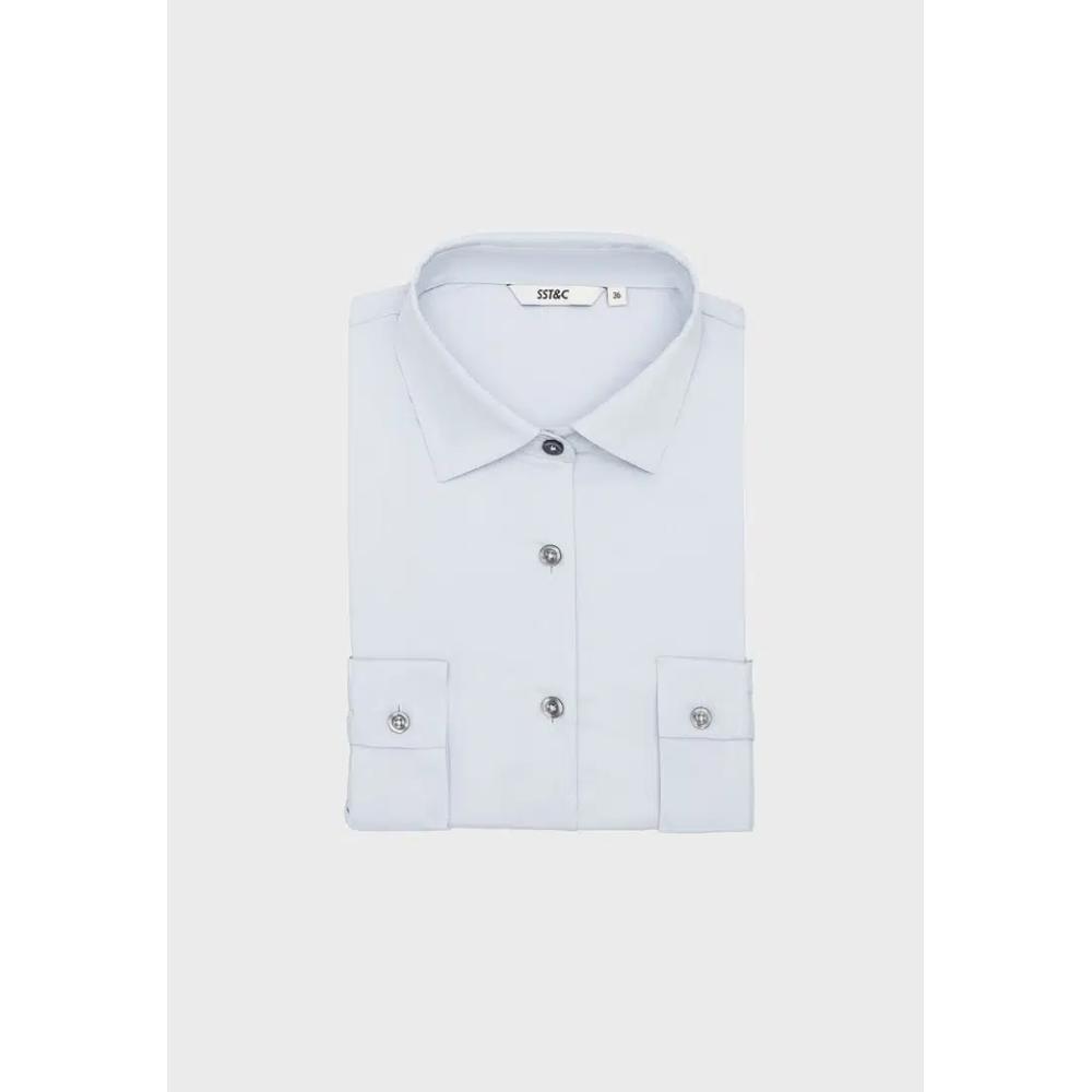 Светло-серая рубашка slim fit с отложным воротником 2