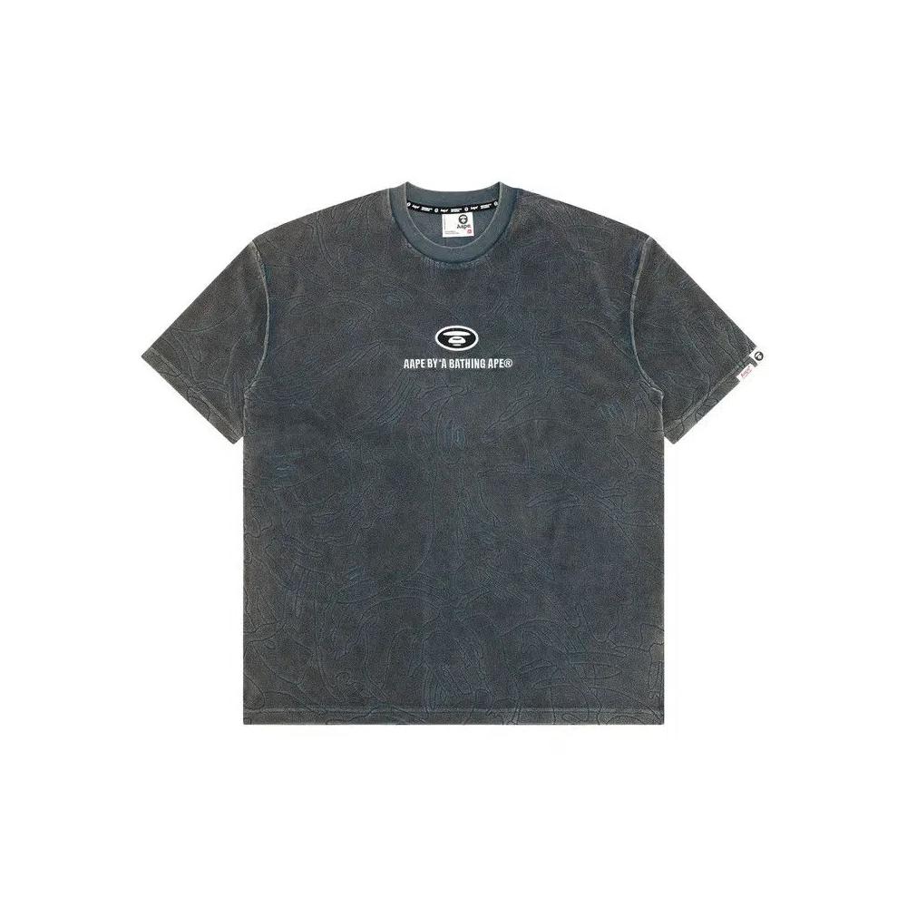 Футболки AAPE Moonface Logo Camo Washed Tee 'Navy' 1