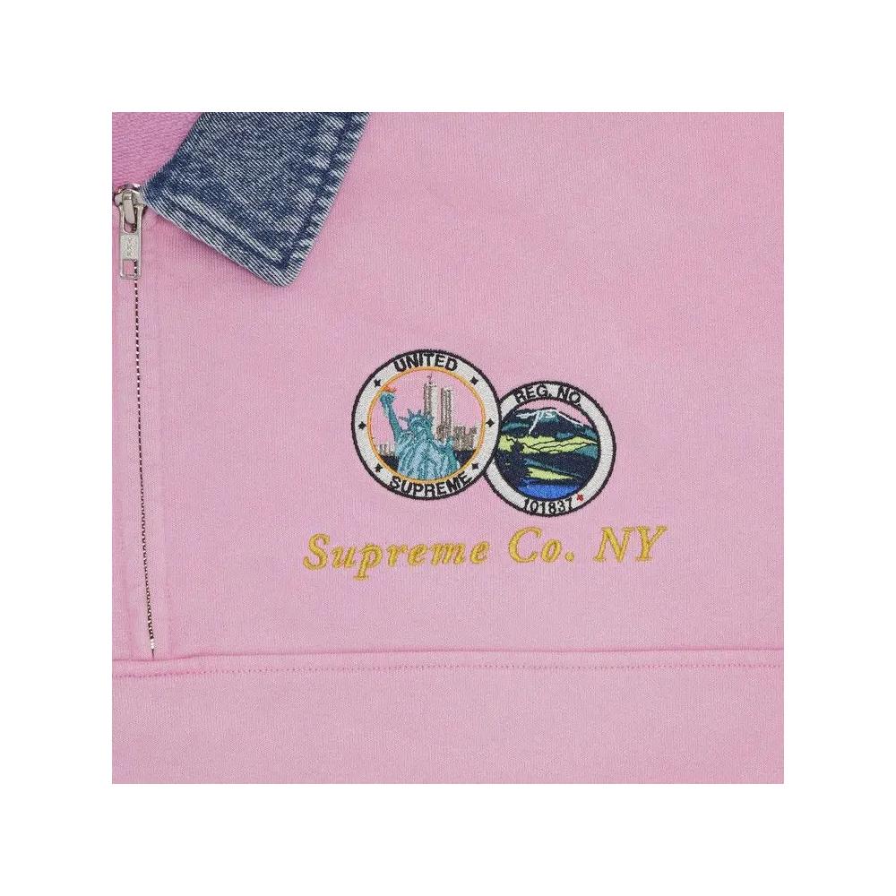 Полузастежки Supreme Denim Collar Half Zip Sweatshirt 'Pink' 3