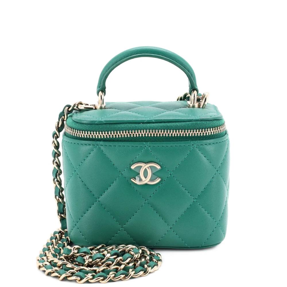 Мини-сумка через плечо Classic Top Handle Vanity Case with Chain Quilted Lambskin Mini 1