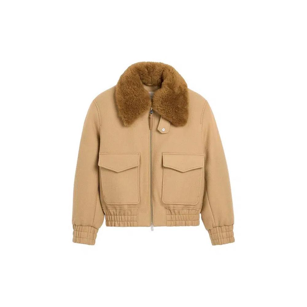 Куртки Ami Zipped Padded Jacket With Shearling Collar 'Бежевый Mastic' 2