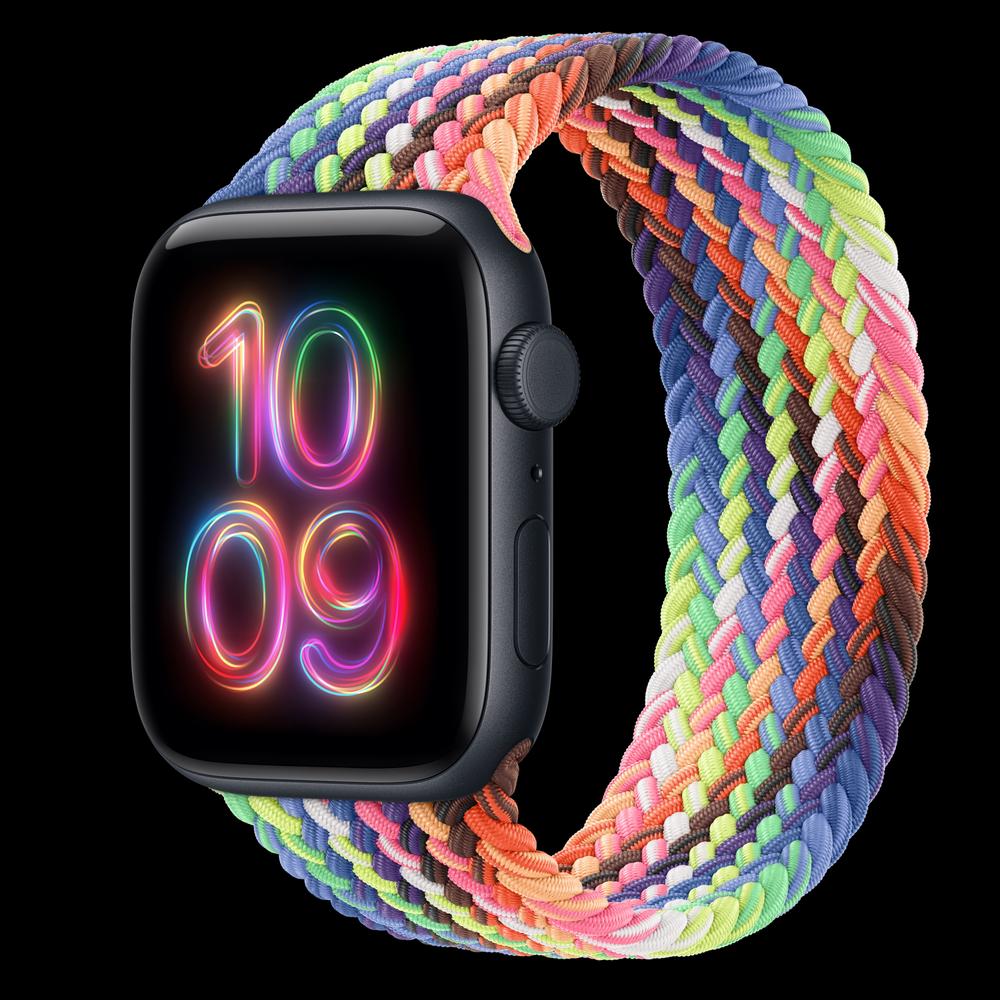 Apple Watch SE 3 44 мм, GPS + Cellular, алюминий, Midnight, ремешок Pride Edition Braided Solo Loop 1