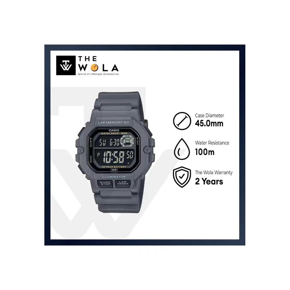 WS-1400H-8B Мужские цифровые часы серый ремешок из смолы 2