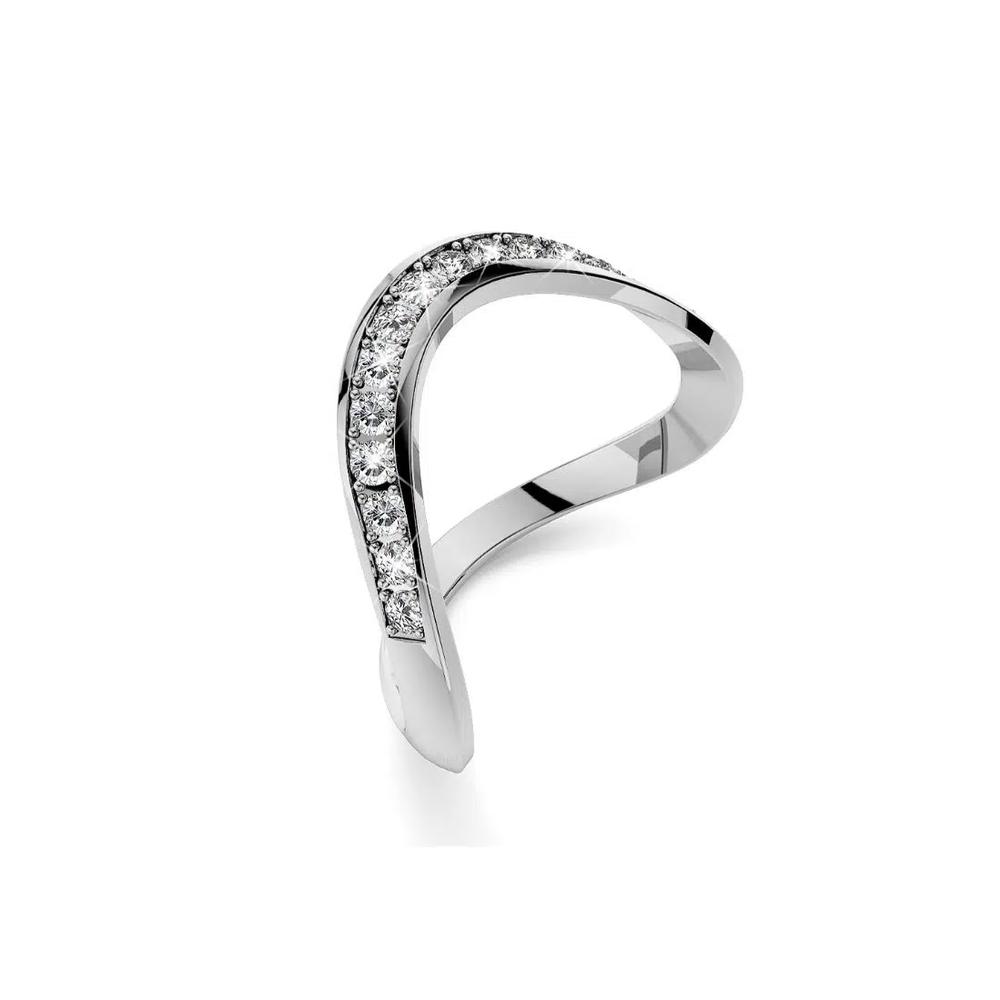 Кольцо-конторсион из белого золота с кристаллами Swarovski 5