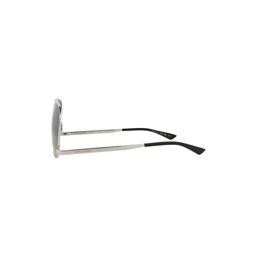 Очки Saint Laurent Aviator-Frame Metal Sunglasses 'Серебристо-серый' 3