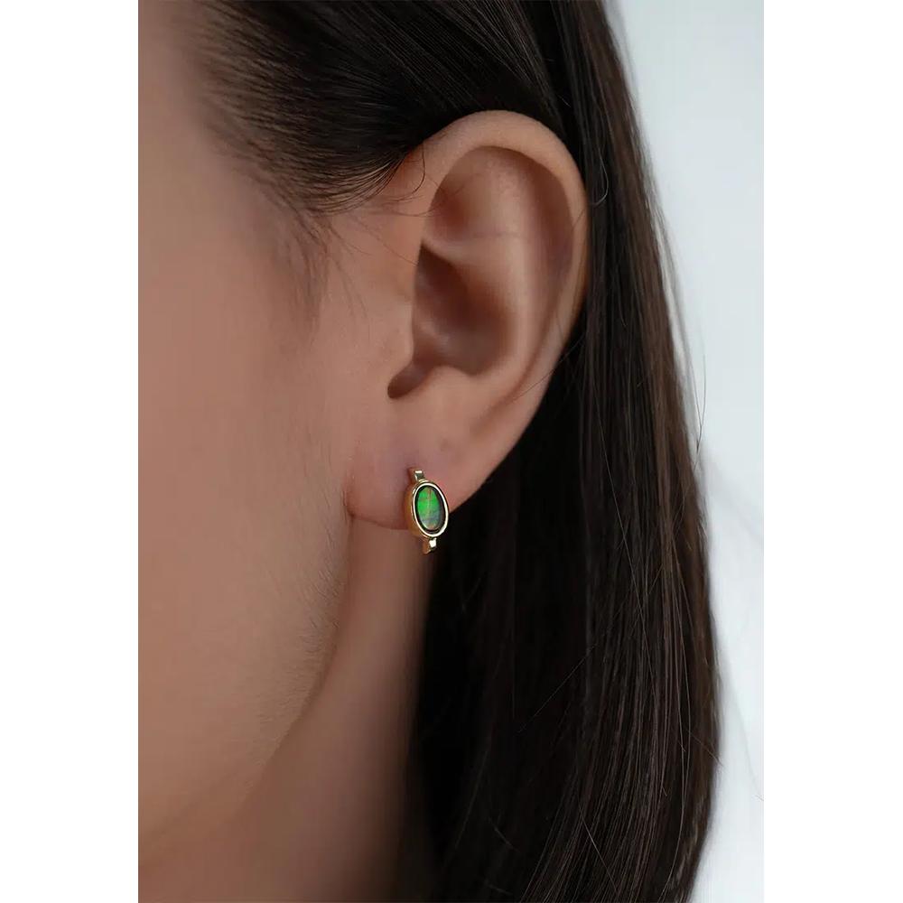 Серьги-гвоздики Everglow Cuff с аммолитом 4