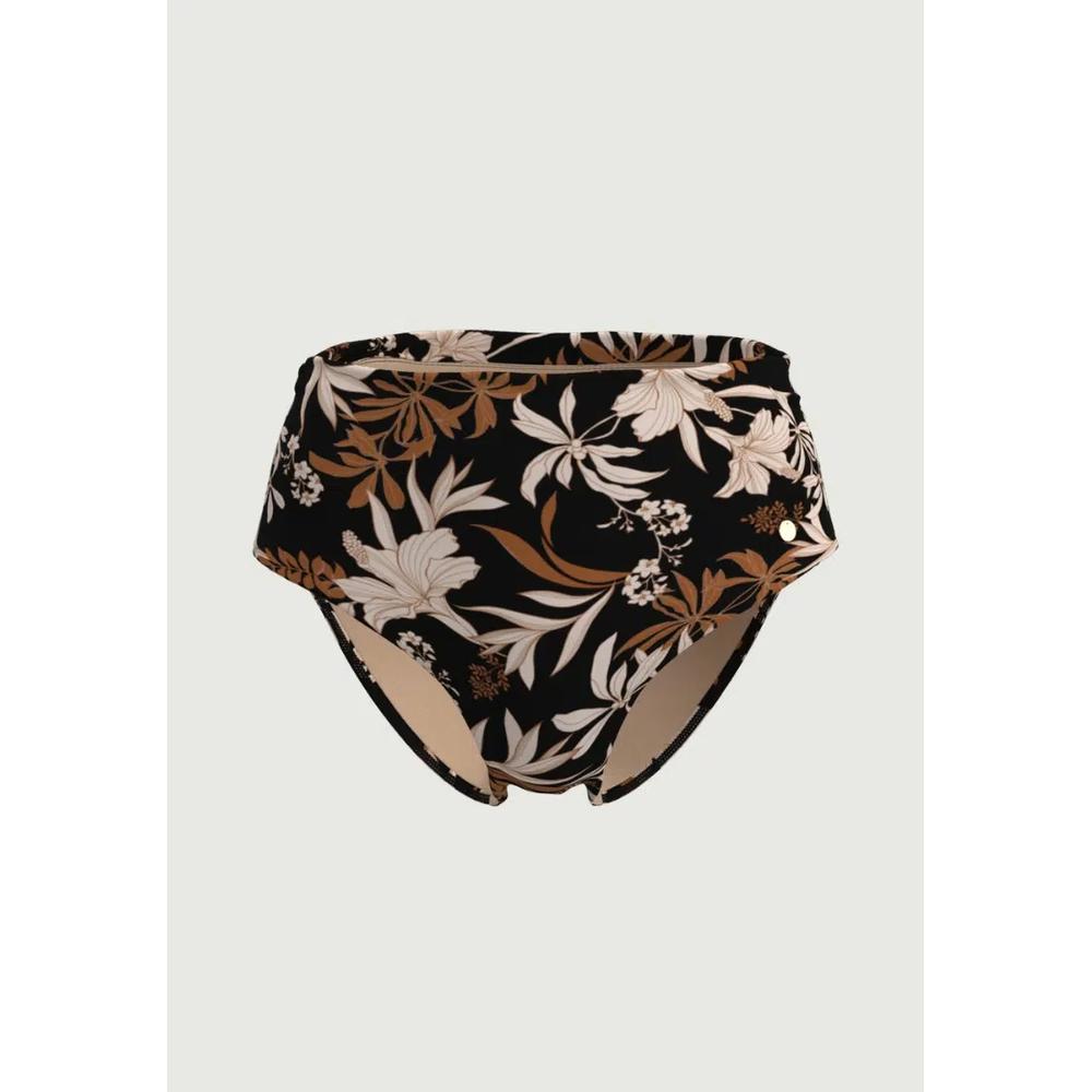 Wild Hibiscus Черные классические брюки с защипами на поясе 3