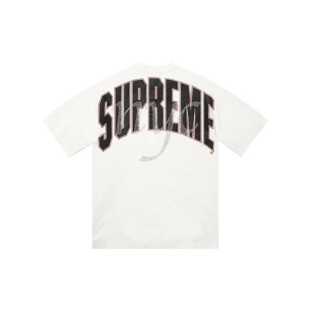Рубашки и топы Supreme Rhinestone Script Short-Sleeve Top 'White' 2