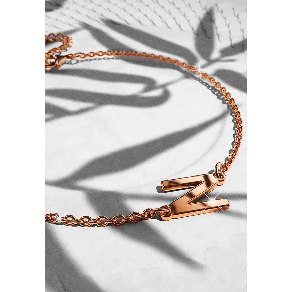 Браслет с подвеской-буквой Bold Alphabet Letter Initial Charm в розовом золоте - N 2