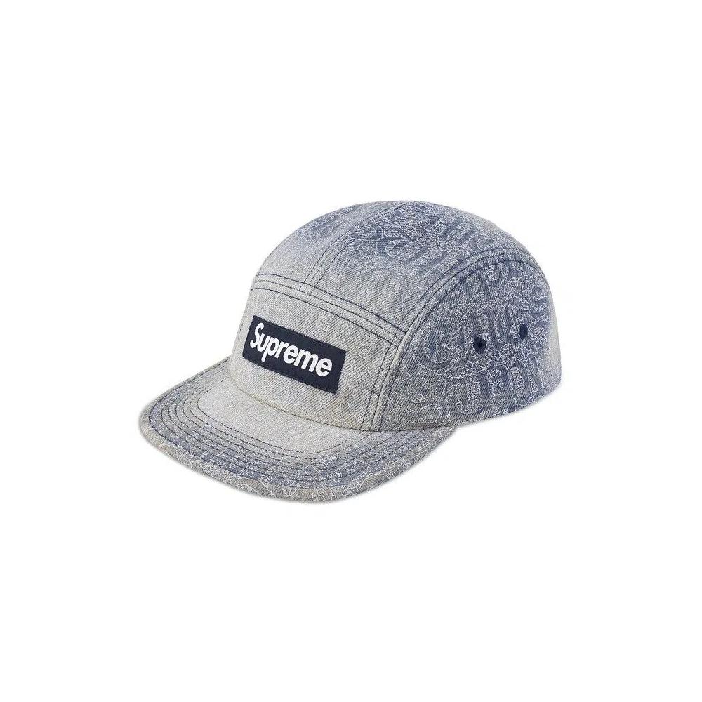 Кепки Supreme Stitched Old English Denim Camp Cap «Blue» 1