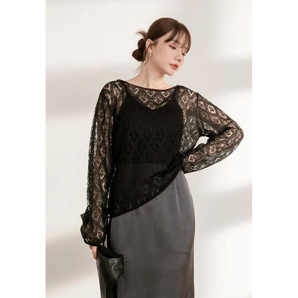 Свободный вязаный топ с вырезами [AB19630] 3