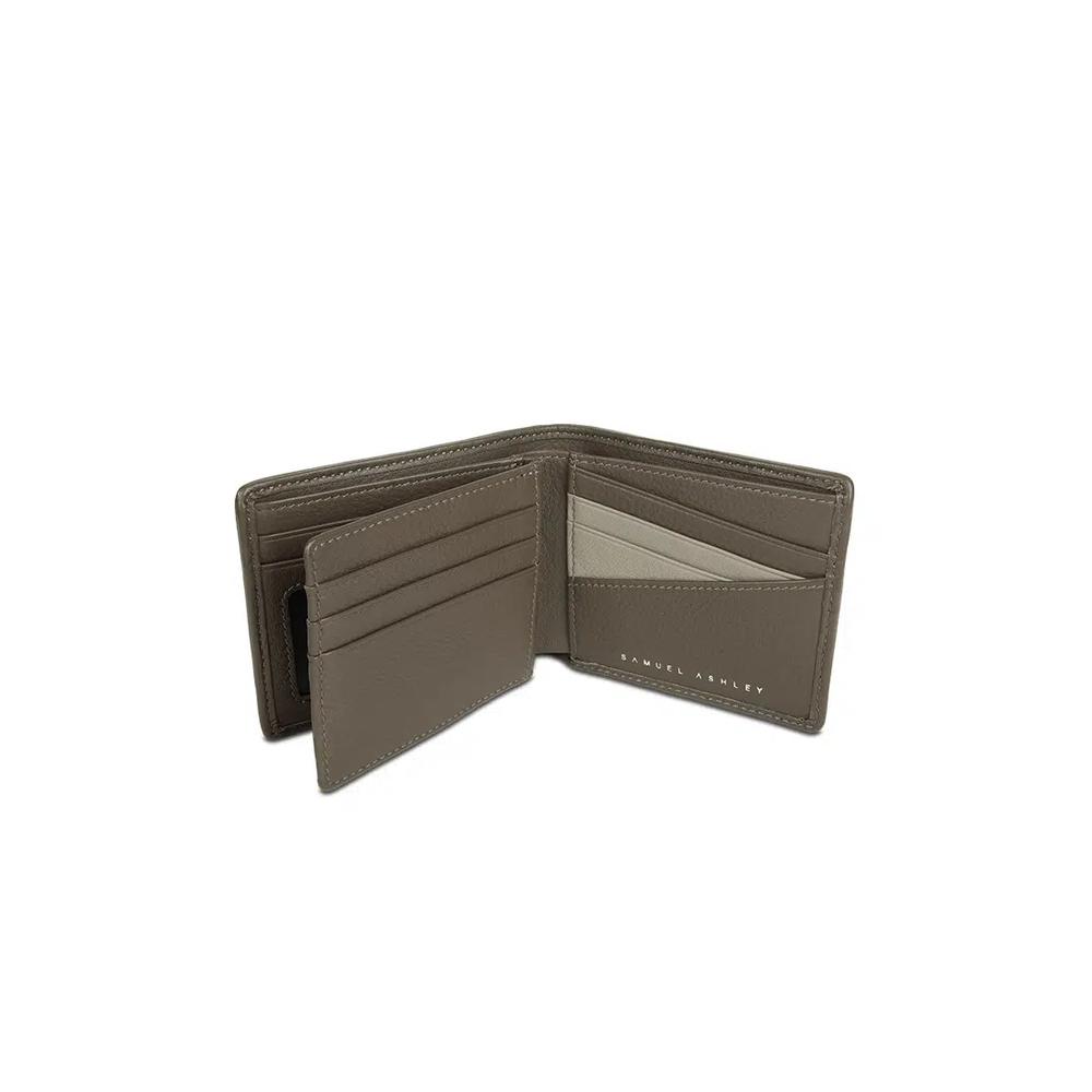 Grayson Leather Bi-fold Wallet with Extra Flap (RFID) - Хаки 5