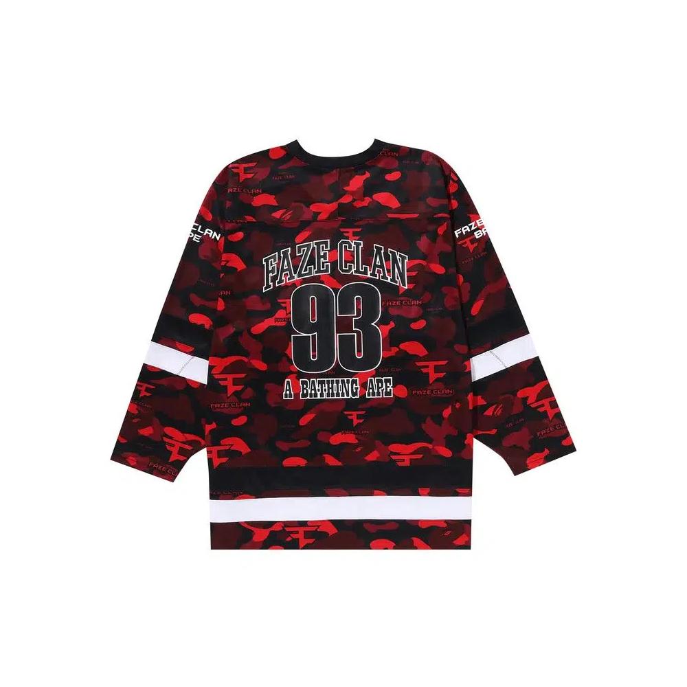 Футболки с длинным рукавом BAPE x FaZe Clan Hockey Long-Sleeve Tee «Красный» 2