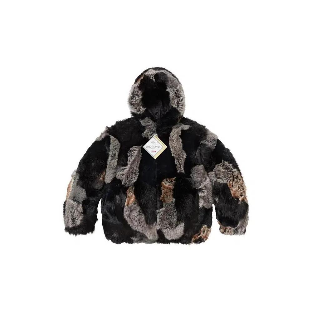 Куртки из искусственного меха Supreme Patchwork Windstopper Hooded Faux Fur Jacket 'Black' 1