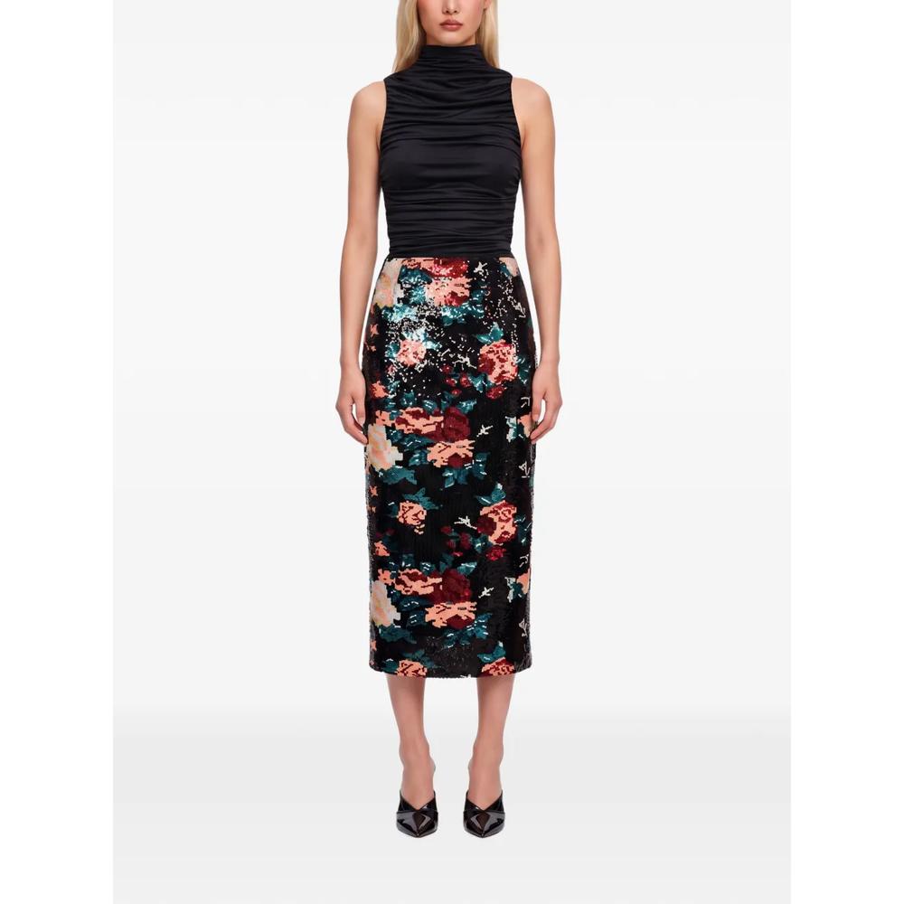 sequin-embellished floral-print midi skirt 2