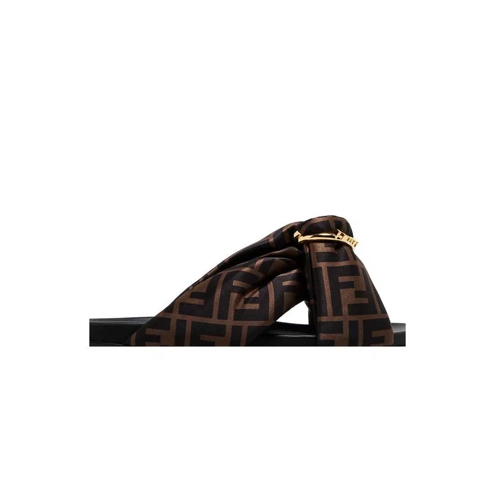 Слайды Fendi Wmns Feel FF Satin Slide 'Brown' 2