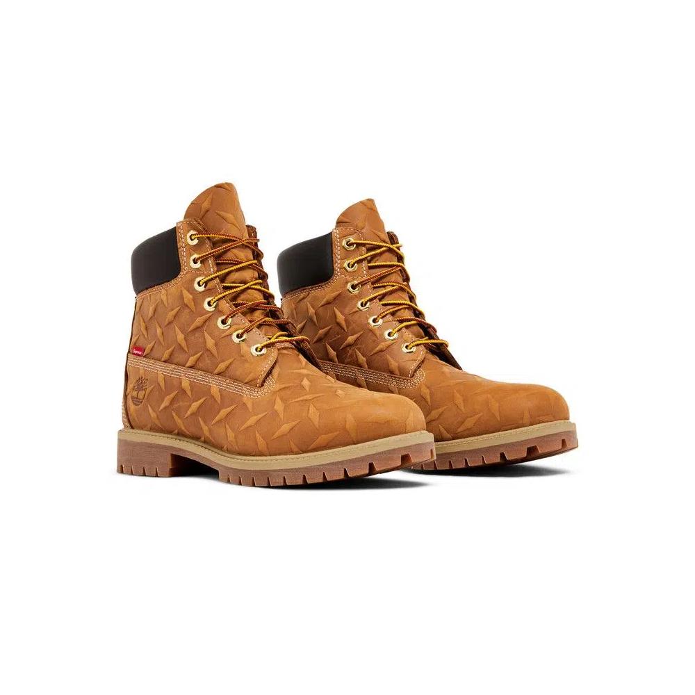 Ботинки Supreme x Timberland 6 Inch Premium Waterproof Boot 'Embossed Diamond Plate - Wheat' 8