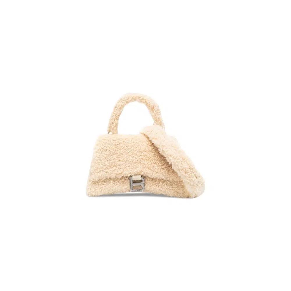 Верхние ручки Balenciaga Small Hourglass Furry Top Handle Bag 'Beige' 1