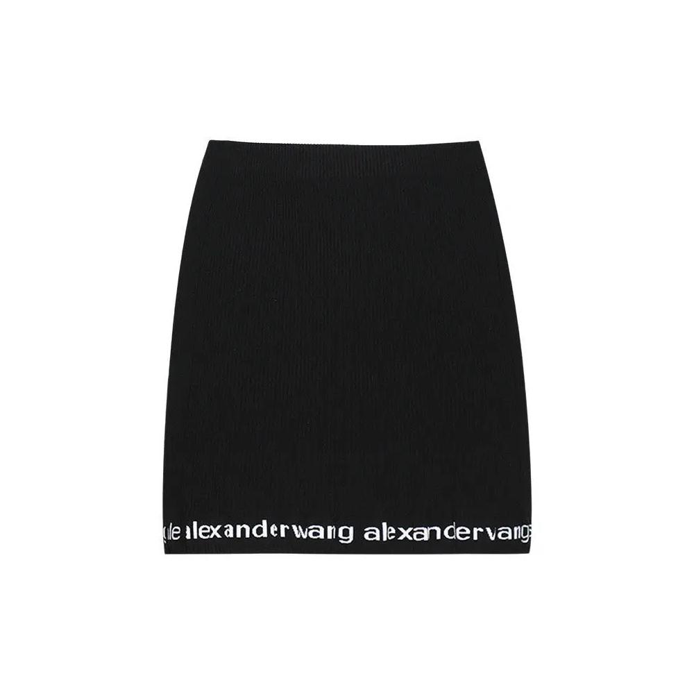 Юбки Alexander Wang Ribbed Mini Skirt W/Logo «Черный» 1